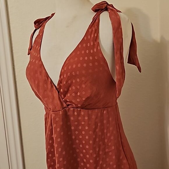 Show Me Your Mumu Arlene Dress Sangria Silky Dots Print Midi High Waist … - Picture 3 of 12